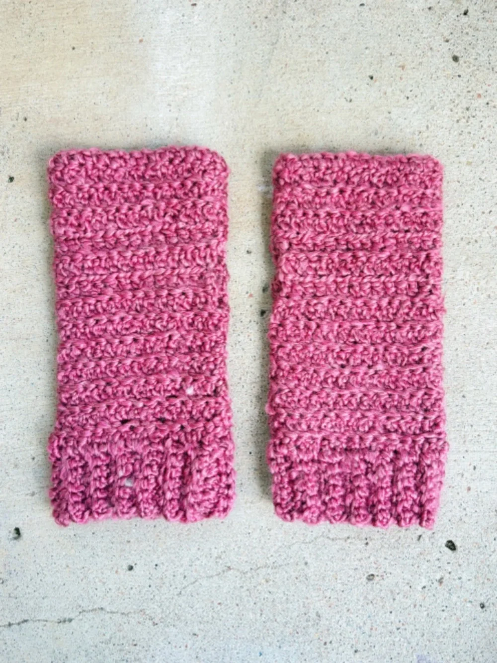 Handmade Crocheted Pink Fingerless Gloves